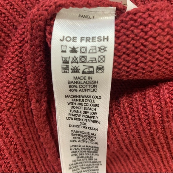 JOE FRESH Fair Isle Christmas Sweater With Long Sleeves Burgundy Red Boy 10-12Y - Picture 9 of 9